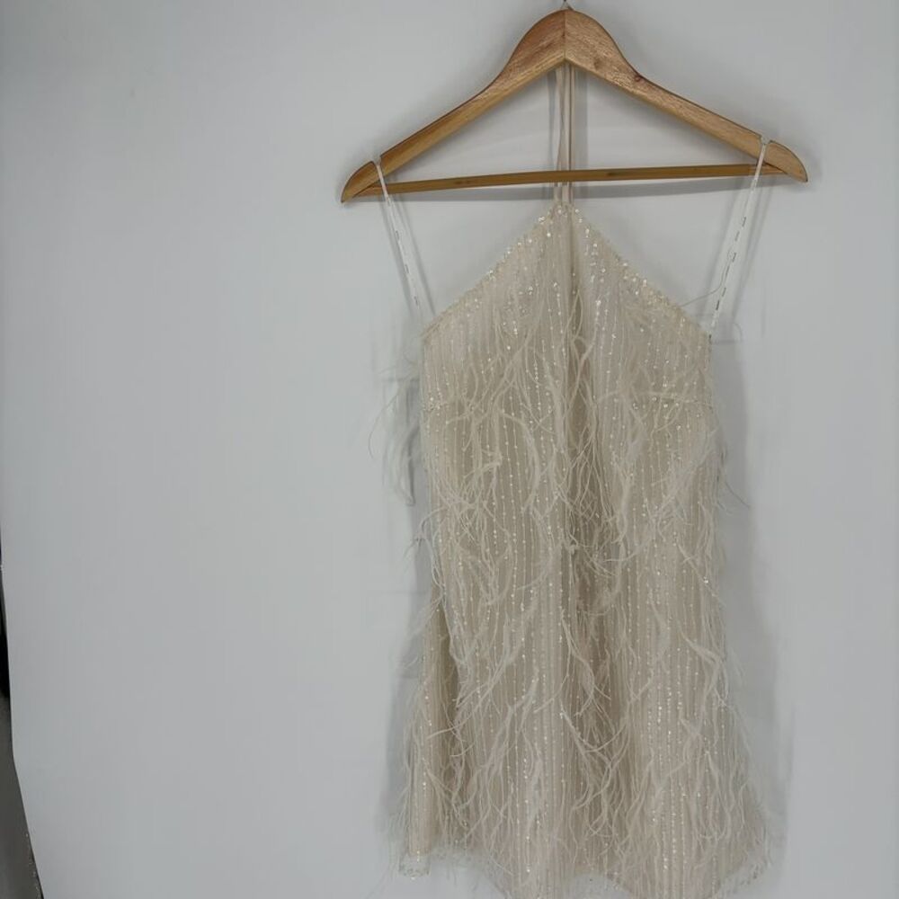 Elliatt Ivory Feathered Dress